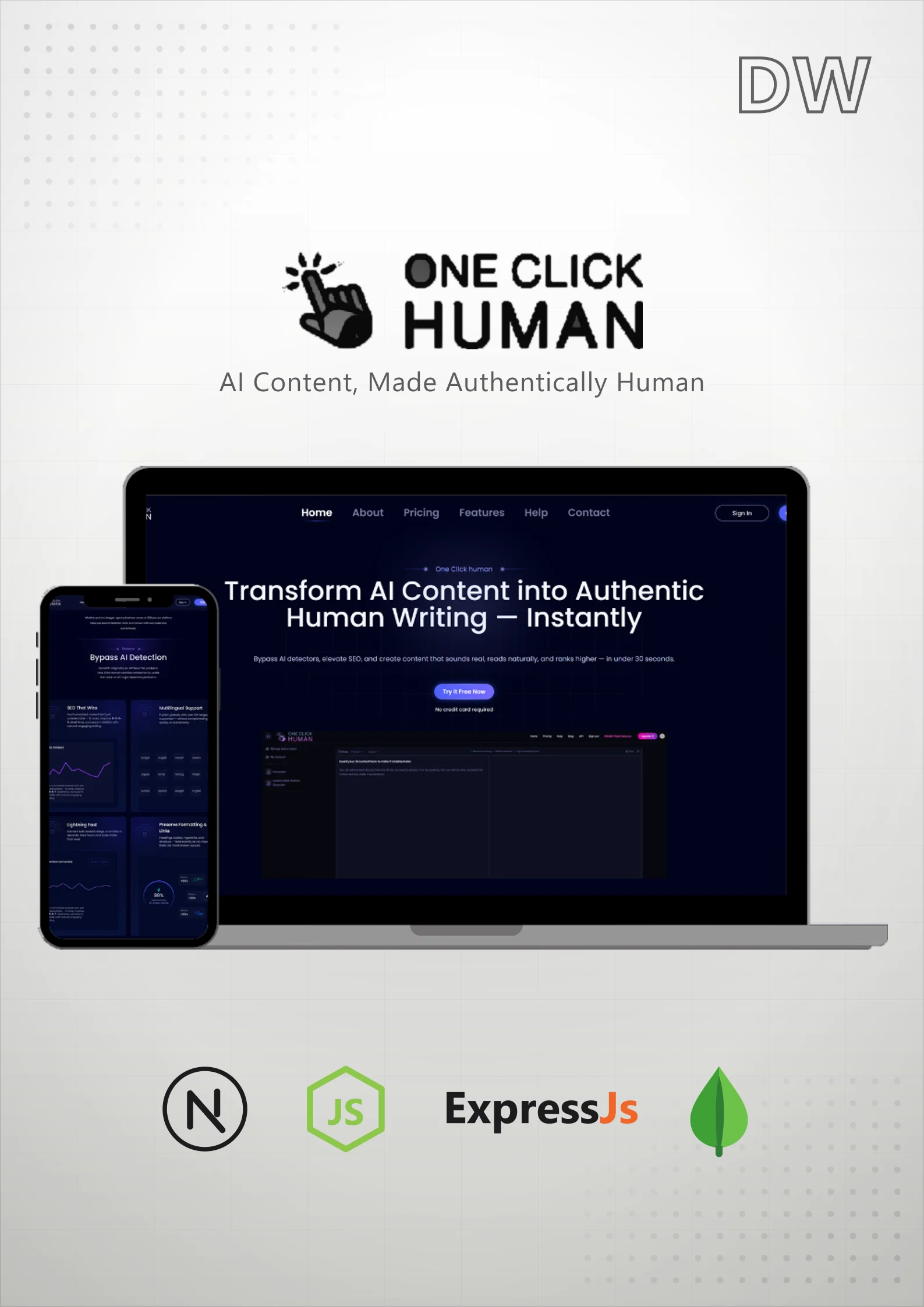 One Click Human — AI Writing SaaS, 2025